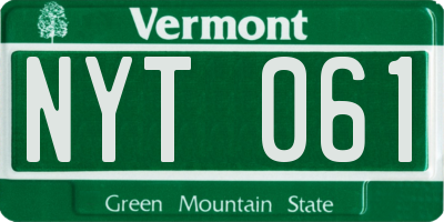 VT license plate NYT061