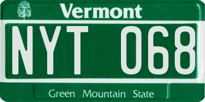 VT license plate NYT068