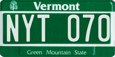 VT license plate NYT070