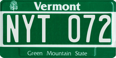 VT license plate NYT072