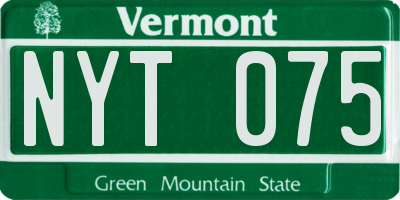 VT license plate NYT075