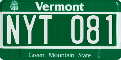 VT license plate NYT081