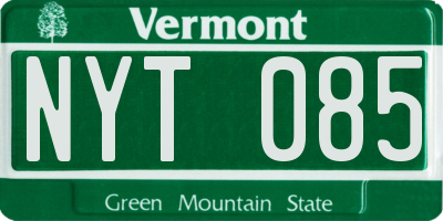VT license plate NYT085