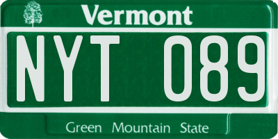 VT license plate NYT089