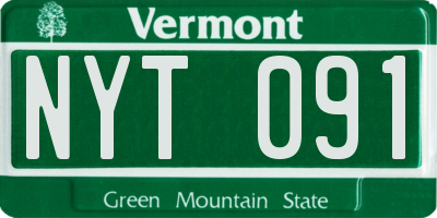 VT license plate NYT091