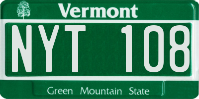 VT license plate NYT108