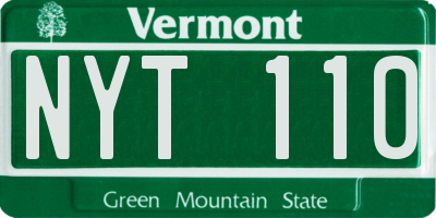 VT license plate NYT110