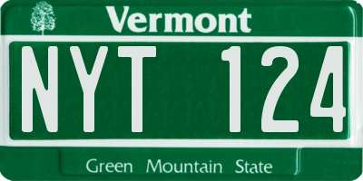 VT license plate NYT124