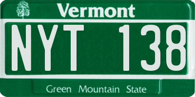 VT license plate NYT138