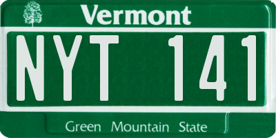 VT license plate NYT141