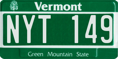VT license plate NYT149