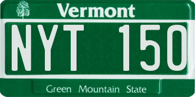 VT license plate NYT150