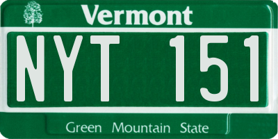 VT license plate NYT151