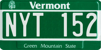 VT license plate NYT152