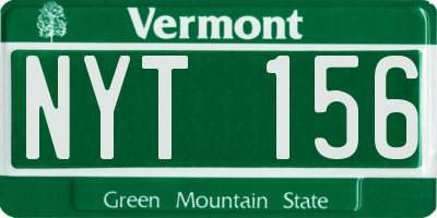 VT license plate NYT156
