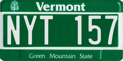 VT license plate NYT157