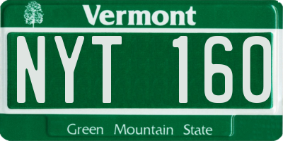 VT license plate NYT160