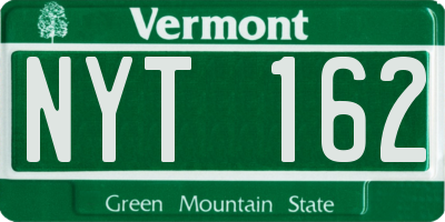VT license plate NYT162