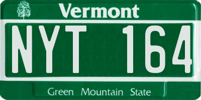 VT license plate NYT164