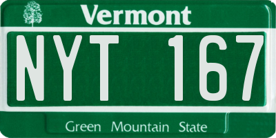 VT license plate NYT167