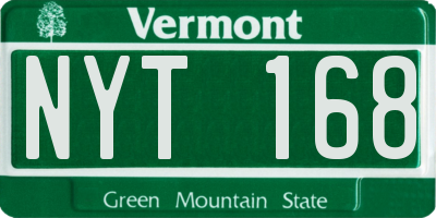 VT license plate NYT168