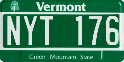 VT license plate NYT176