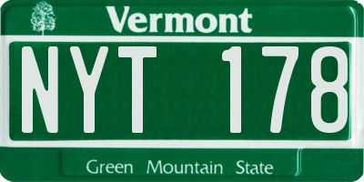 VT license plate NYT178