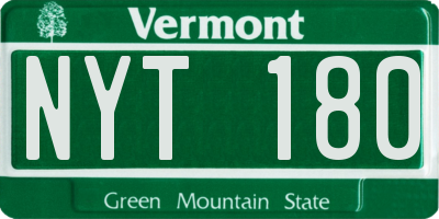 VT license plate NYT180