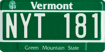 VT license plate NYT181