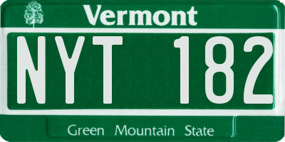 VT license plate NYT182