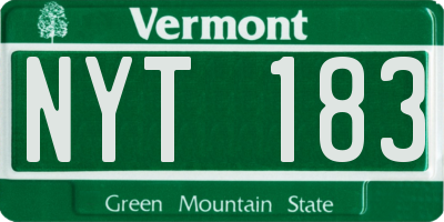 VT license plate NYT183