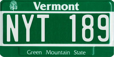 VT license plate NYT189