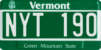VT license plate NYT190