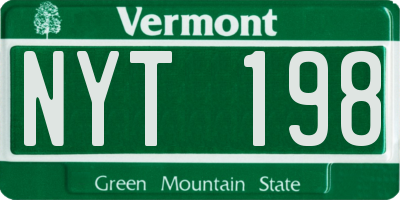 VT license plate NYT198