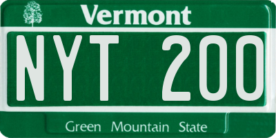 VT license plate NYT200