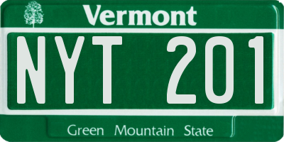 VT license plate NYT201
