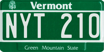 VT license plate NYT210