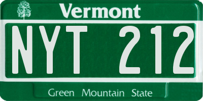 VT license plate NYT212