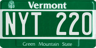 VT license plate NYT220