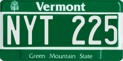 VT license plate NYT225