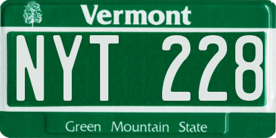 VT license plate NYT228