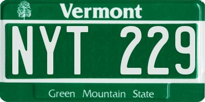 VT license plate NYT229