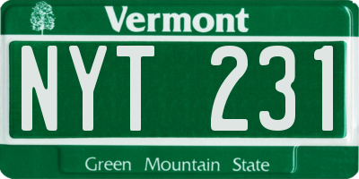 VT license plate NYT231