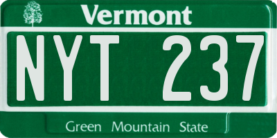 VT license plate NYT237