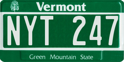 VT license plate NYT247
