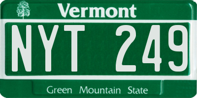 VT license plate NYT249