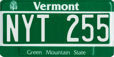 VT license plate NYT255