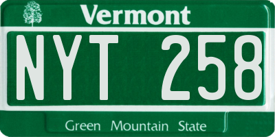 VT license plate NYT258