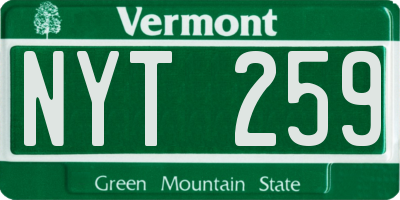 VT license plate NYT259