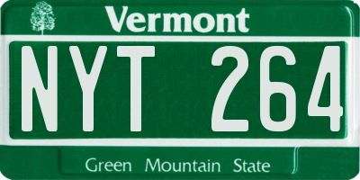 VT license plate NYT264